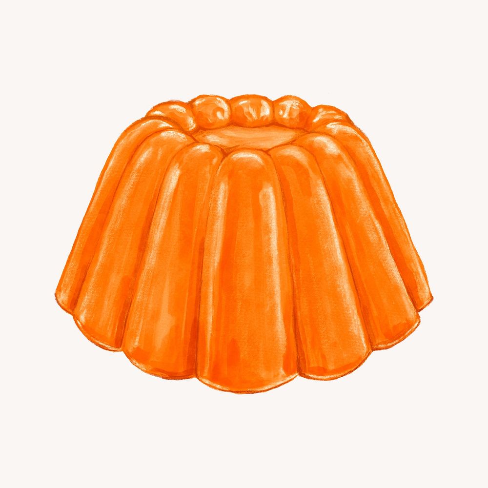 Orange jello pudding, dessert illustration