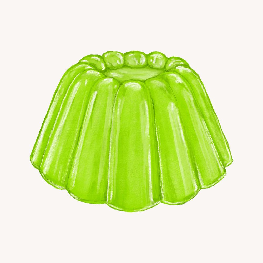 Green jello pudding, dessert illustration