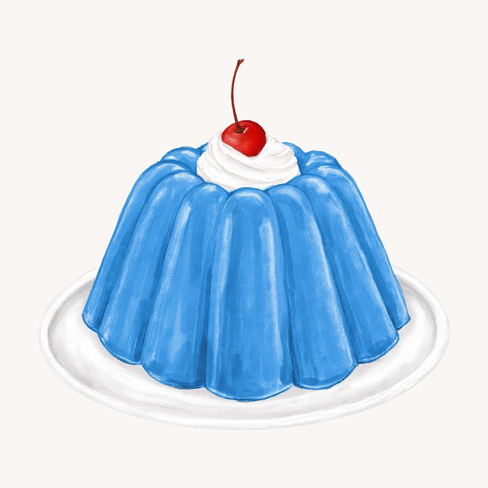 Blue jello pudding, dessert illustration