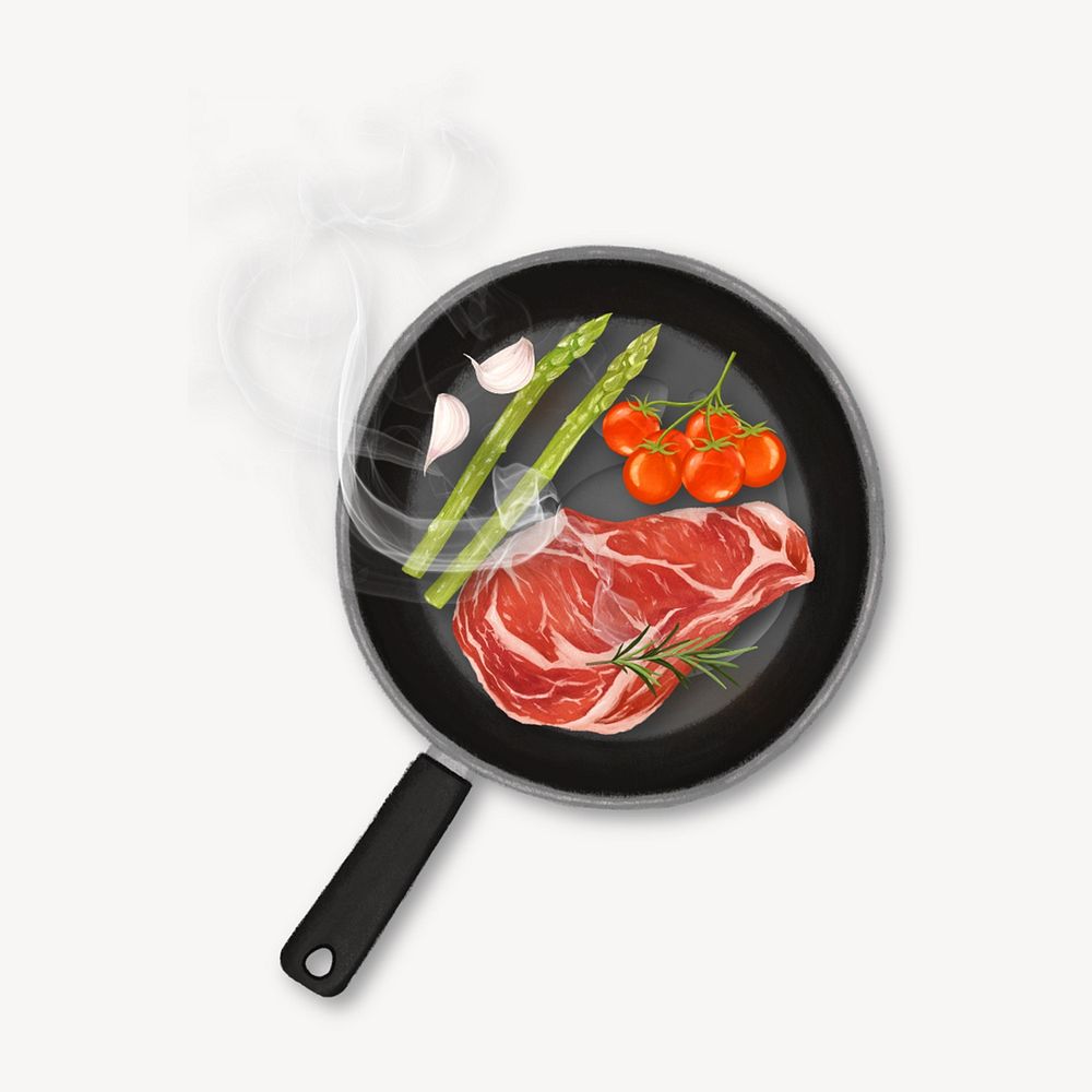 Homemade beef steak, food illustration