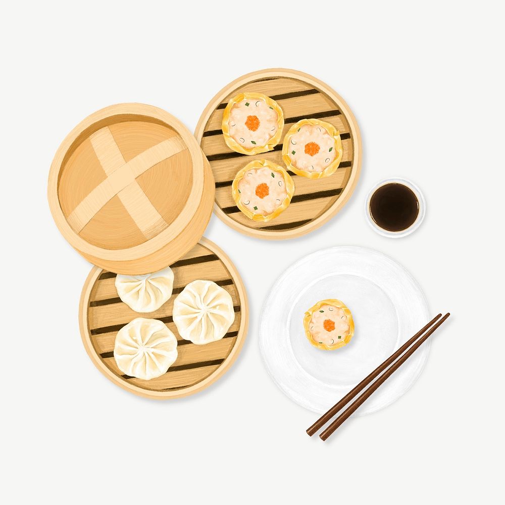 Chinese Dim Sum, Asian food collage element  psd