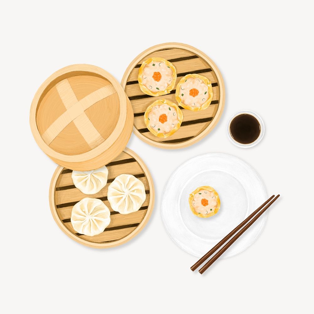 Chinese Dim Sum, Asian food illustration