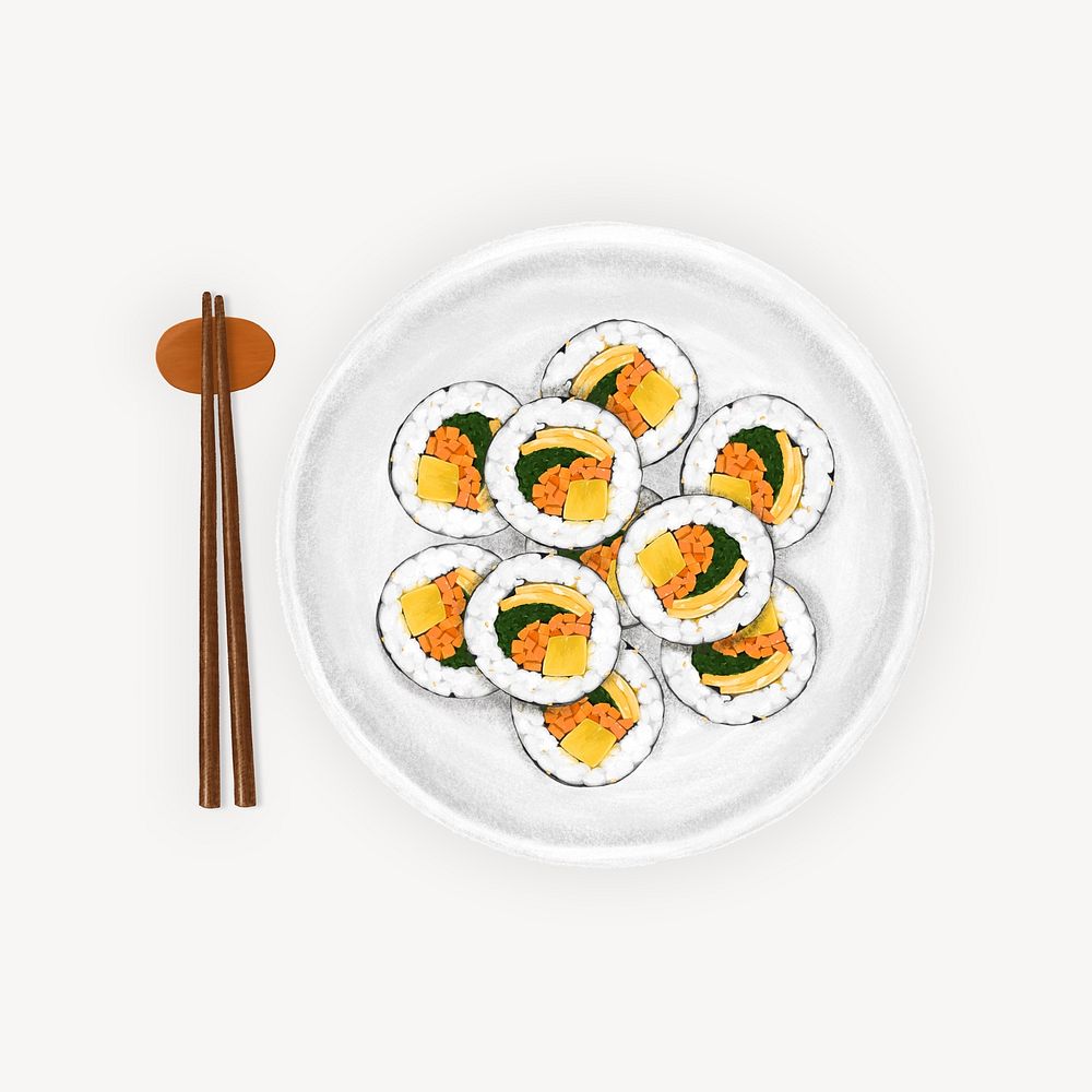 Kimbap, Korean food illustration