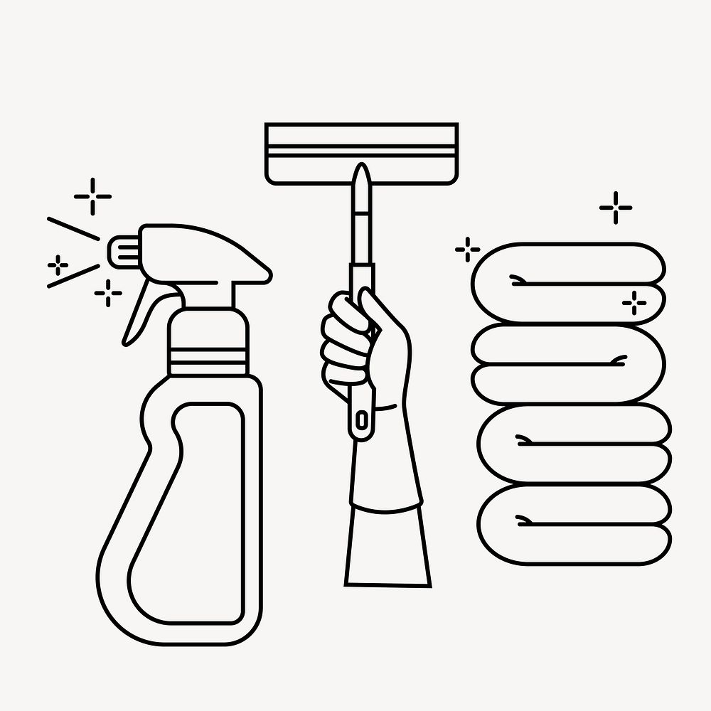 House chores line art vector