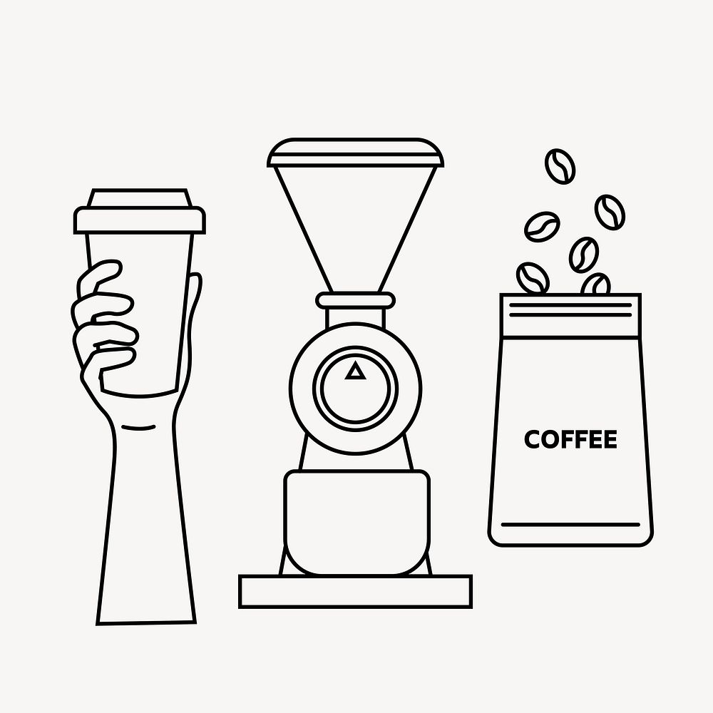 Coffee shop line art vector