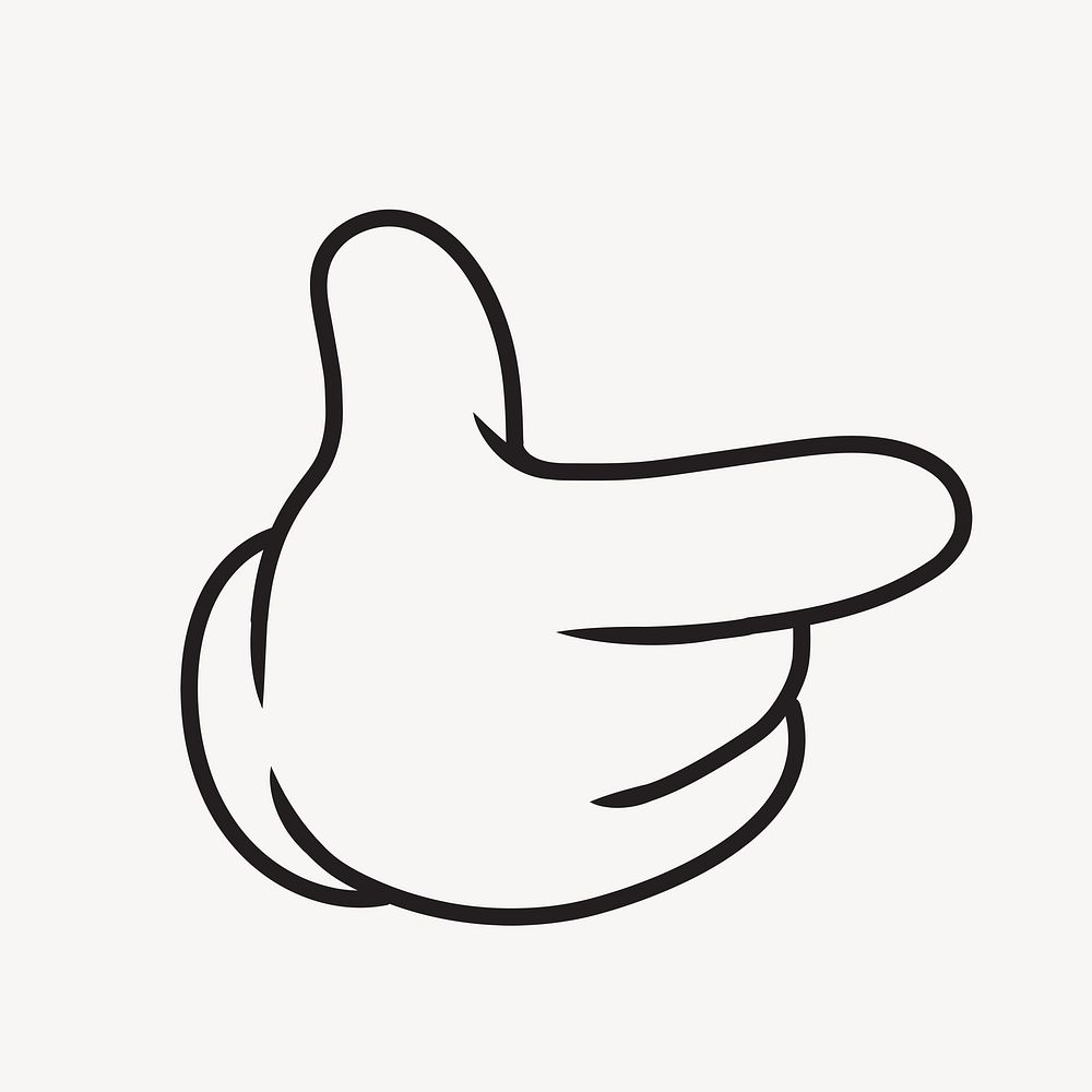 Cartoon pointing finger, gesture line art illustration vector