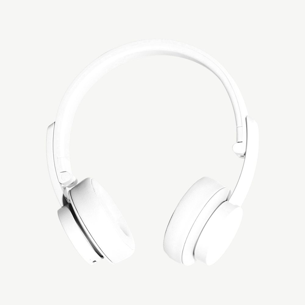 White headphones collage element psd