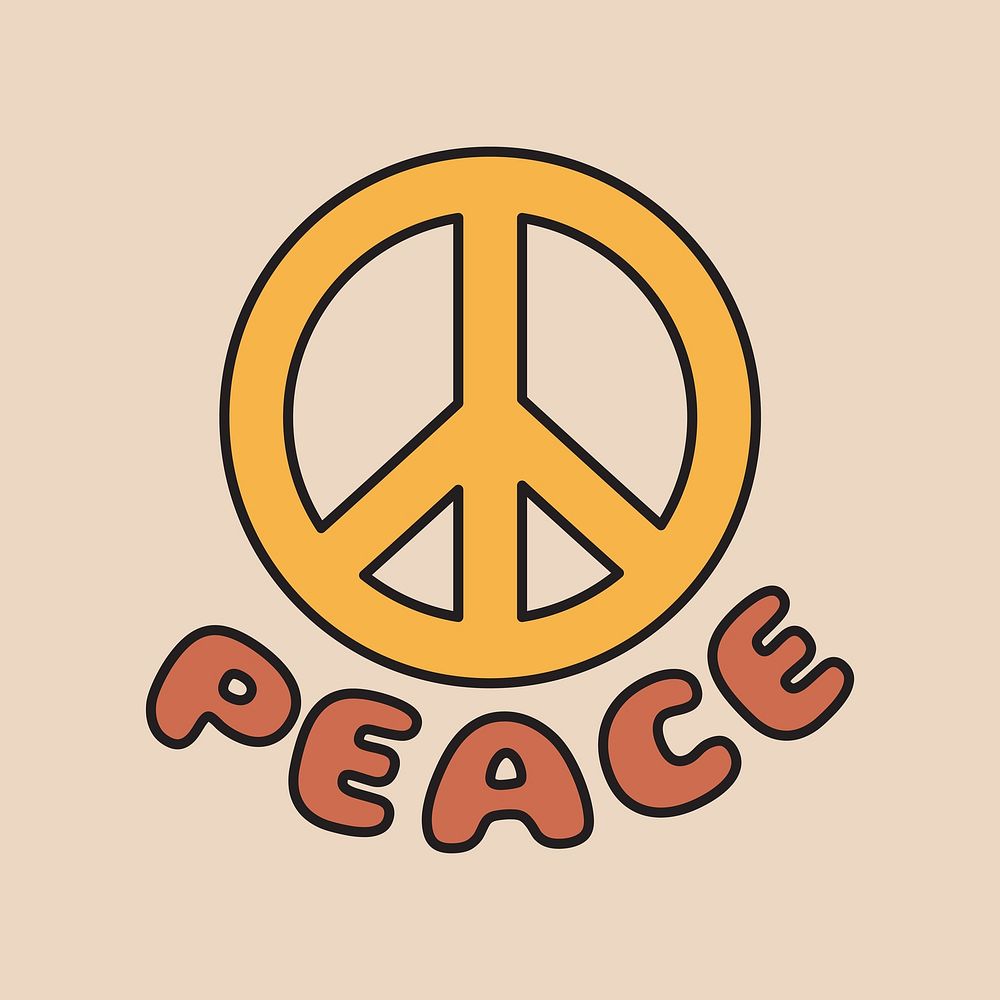 Peace retro typography vector | Free Vector Illustration - rawpixel