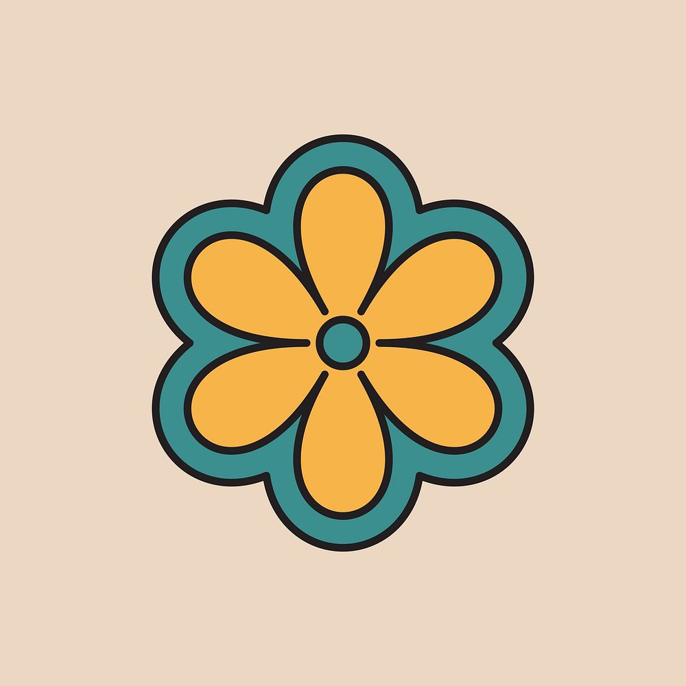 Yellow flower, retro illustration vector