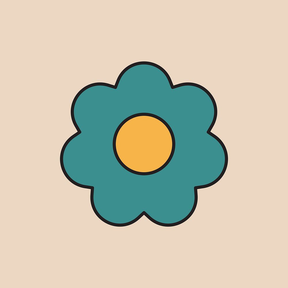 Green flower, retro illustration vector