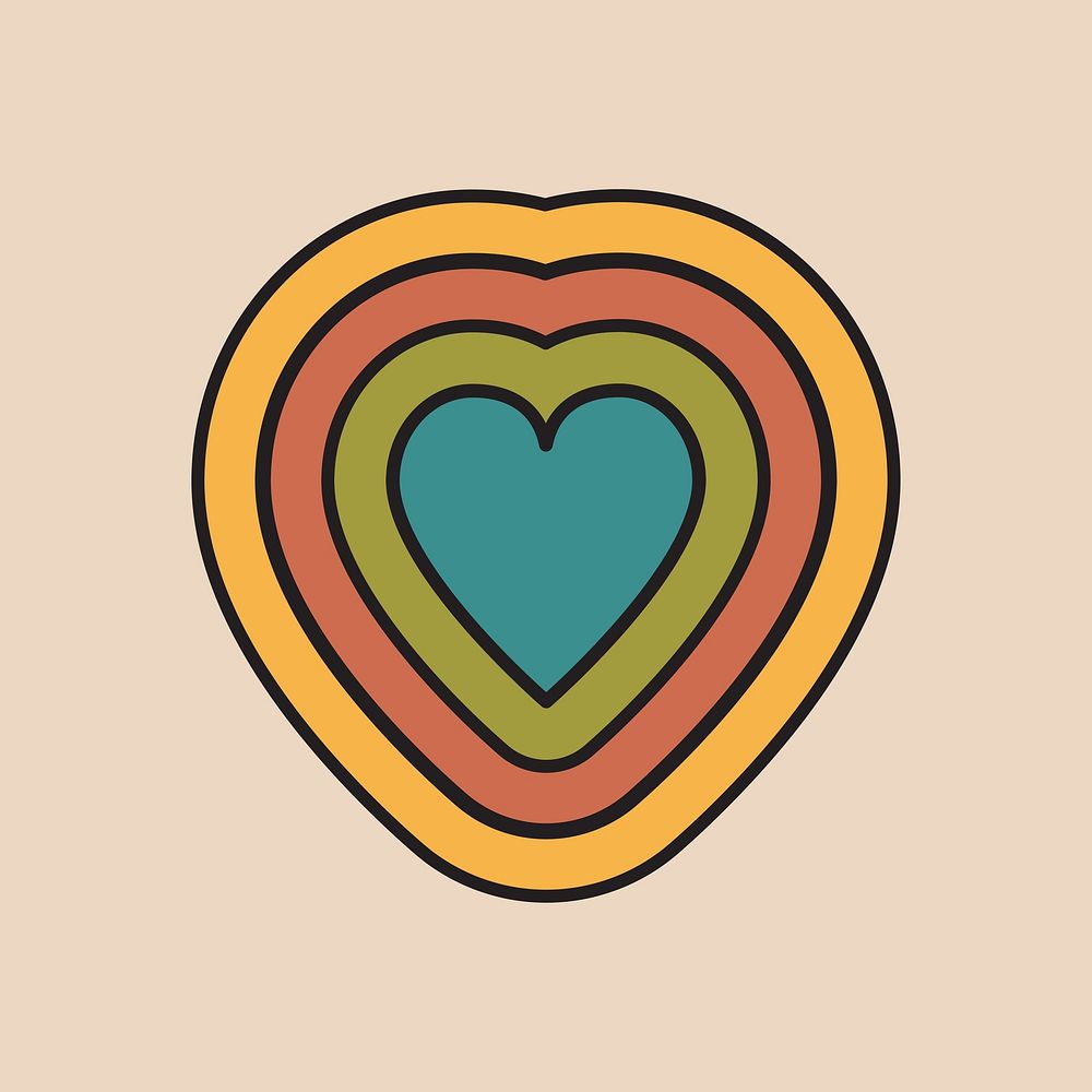 Groovy heart, love collage element vector