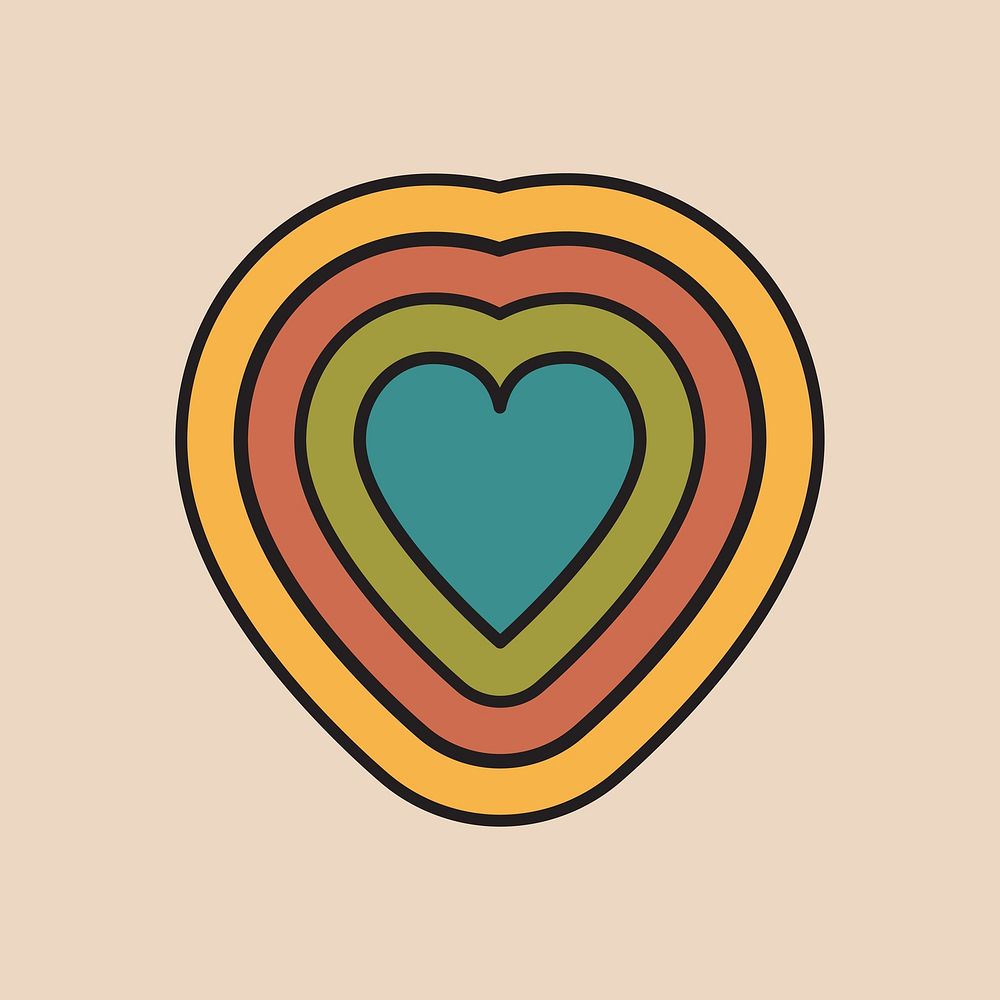 Groovy heart, love illustration