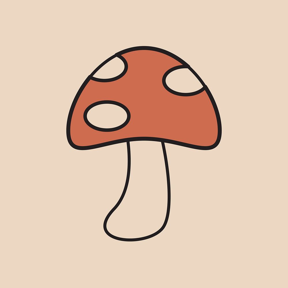 Mushroom, retro illustration