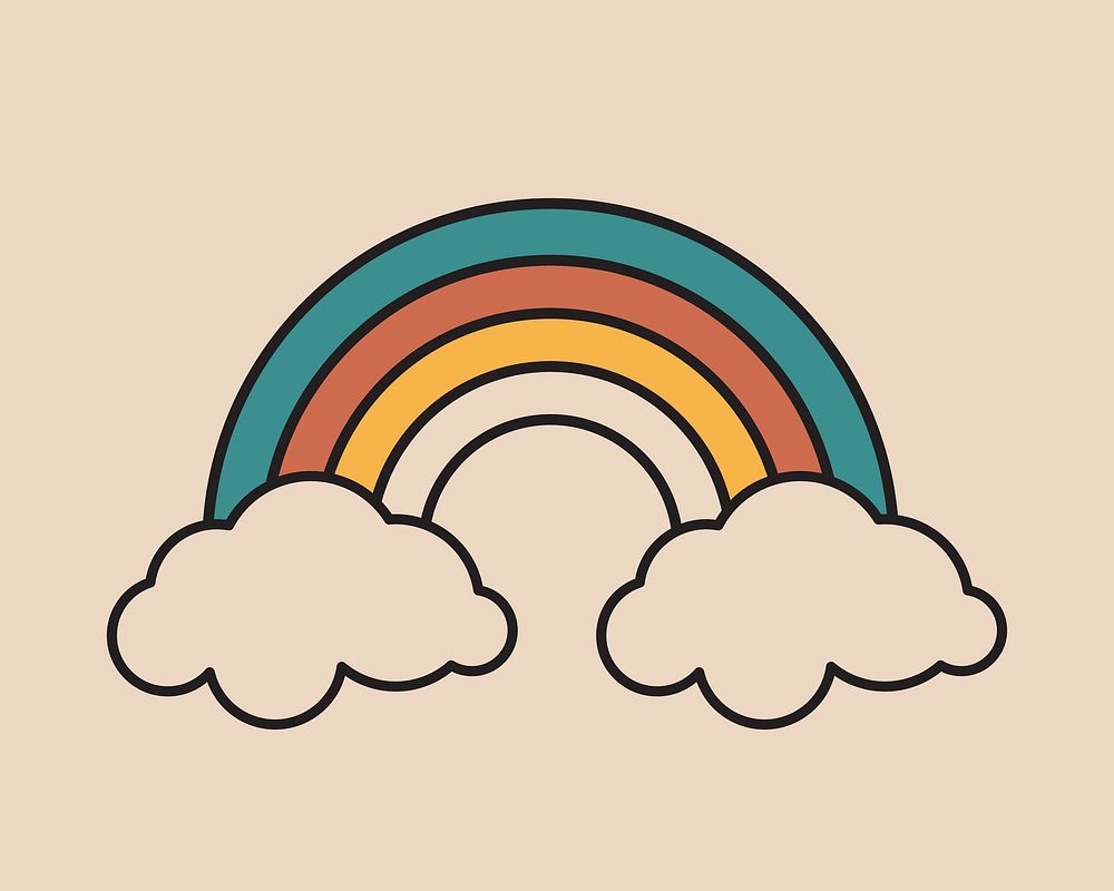 Rainbow cloud, retro illustration