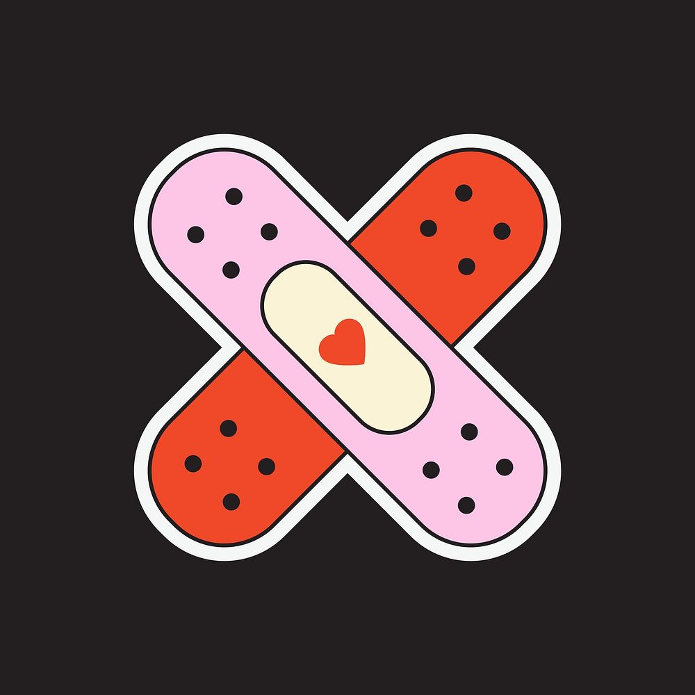 X cross bandage, love illustration
