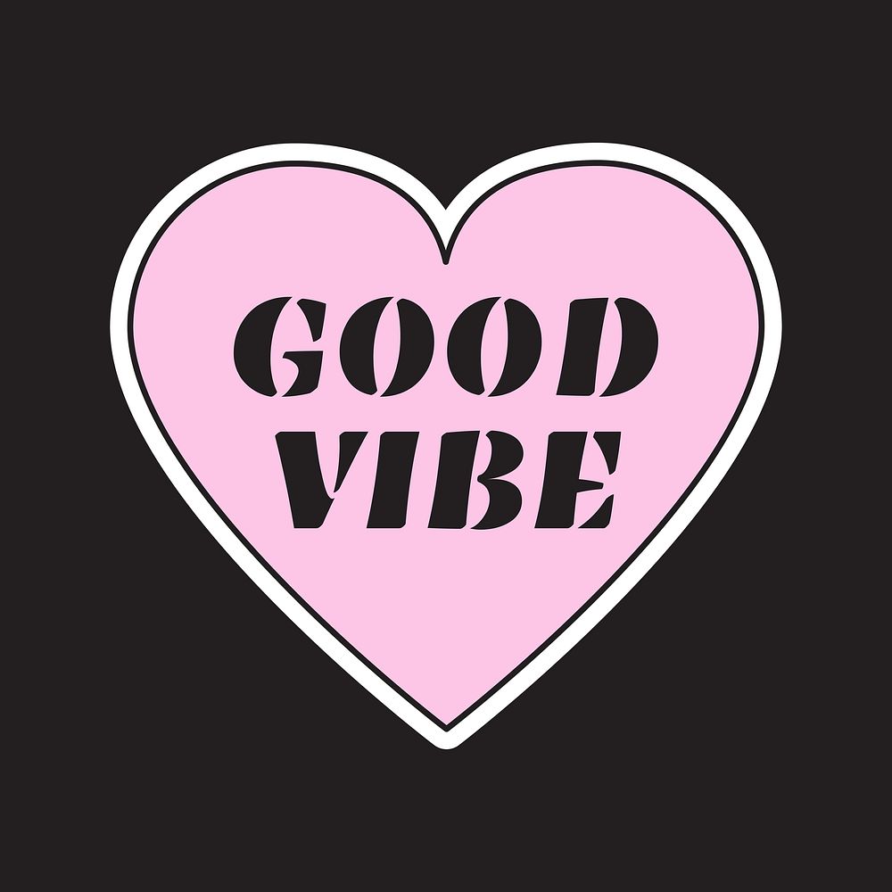 Good vibe heart, love collage element vector