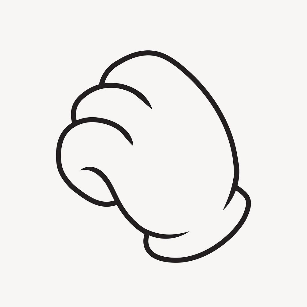 Cartoon fist, gesture line art illustration