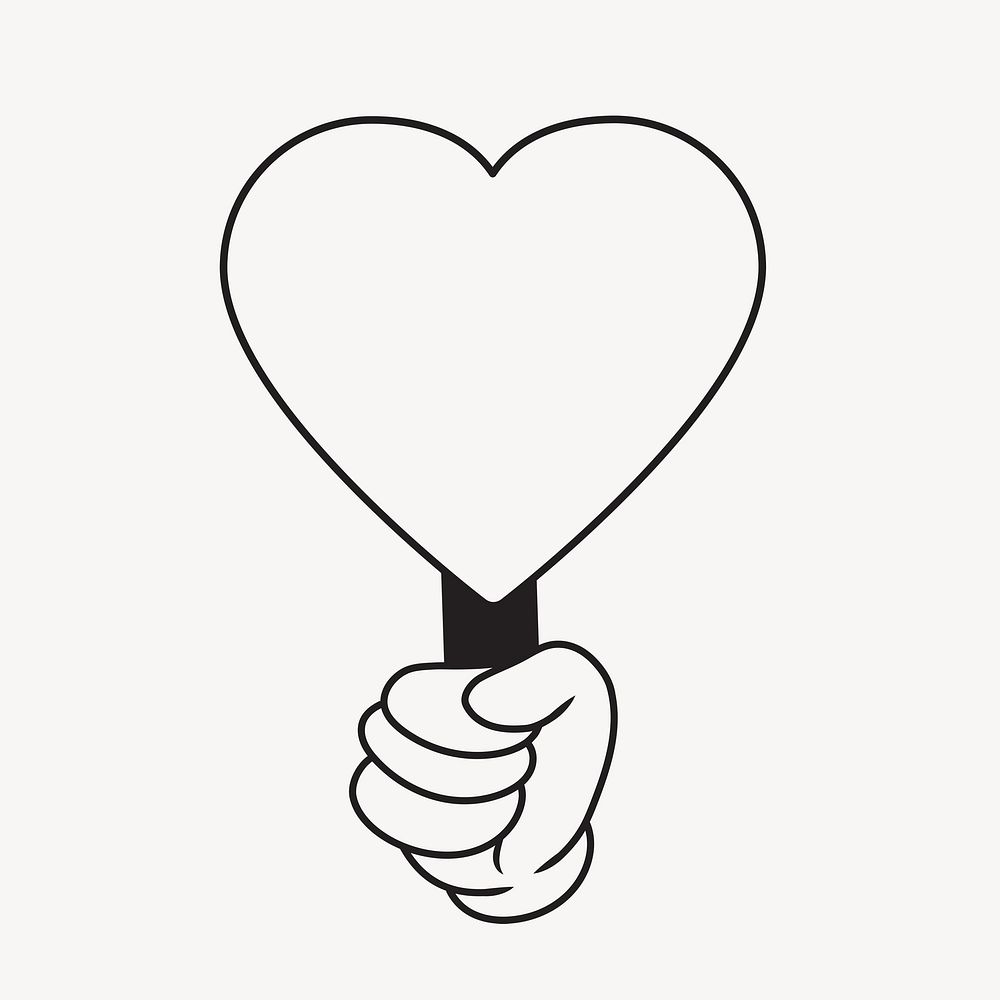 Heart sign, cartoon hand illustration