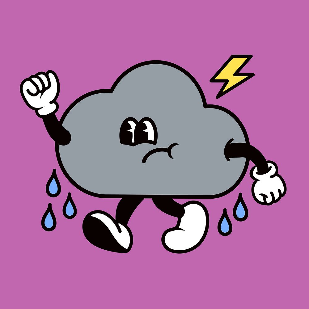 Raining cloud, weather cartoon character illustration vector