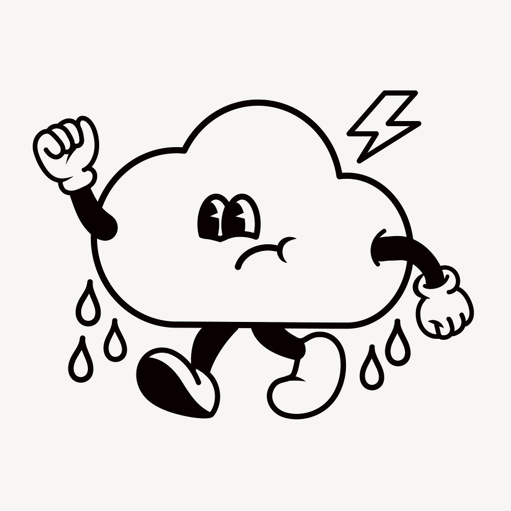 Raining cloud, weather cartoon character illustration vector