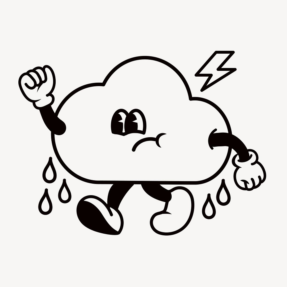 Raining cloud, weather cartoon character illustration
