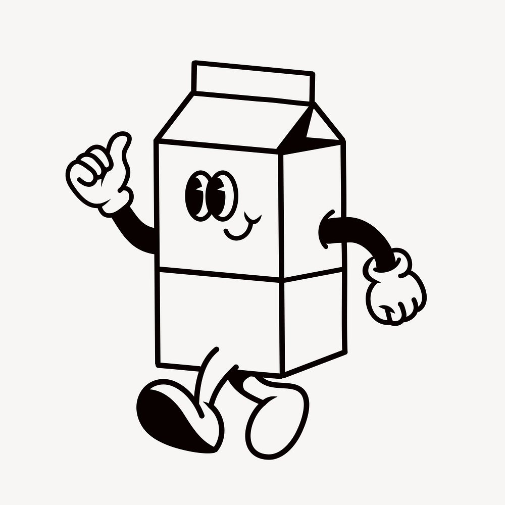 Retro milk carton, food illustration vector