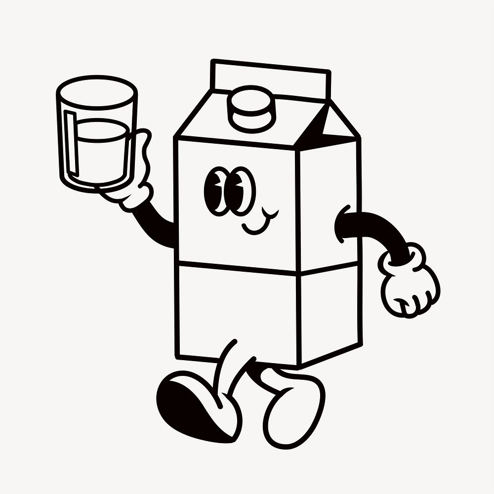 Retro milk carton, food illustration