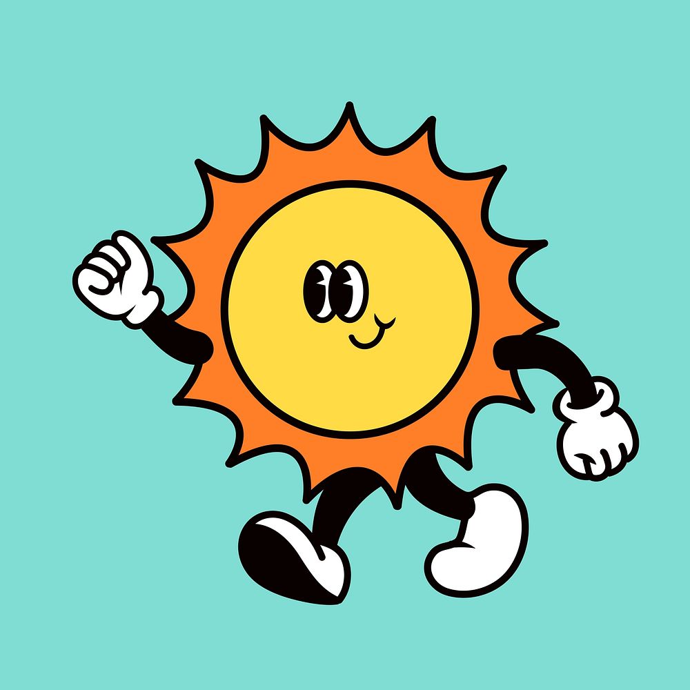 Smiling sun, weather cartoon character illustration vector