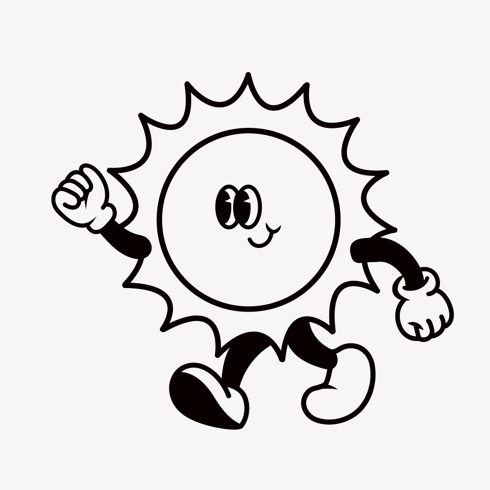 Smiling sun, weather cartoon character illustration