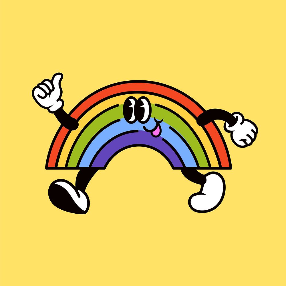 Smiling rainbow, weather cartoon character illustration vector