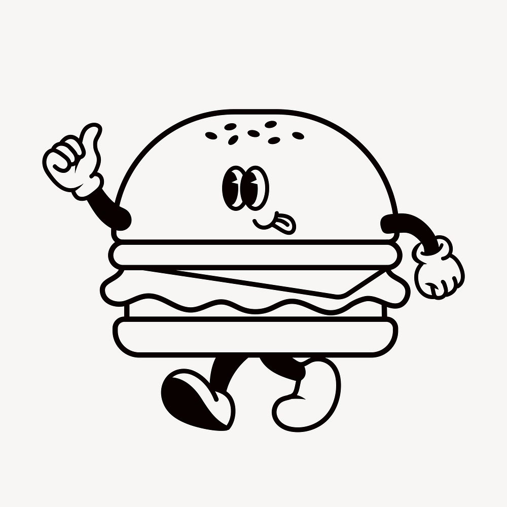 Retro hamburger, food illustration vector