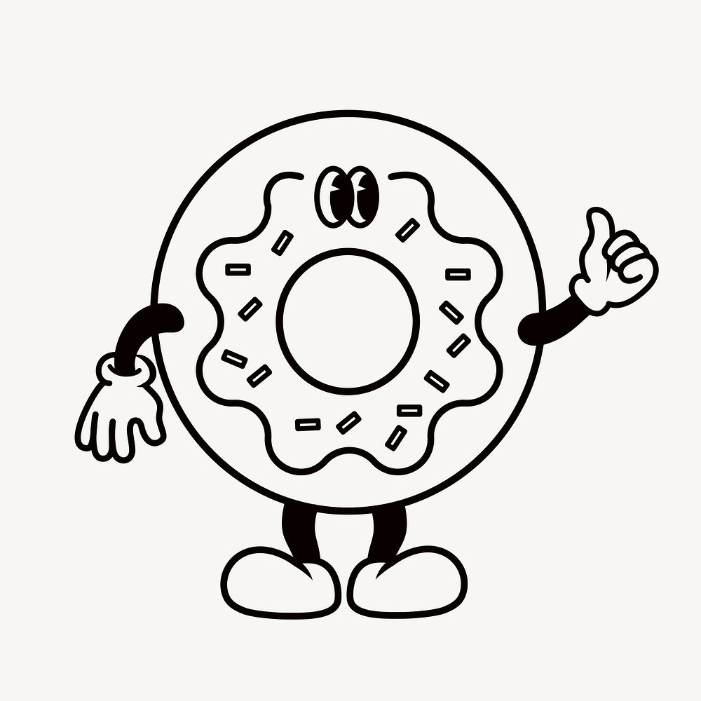 Retro donut, food illustration vector