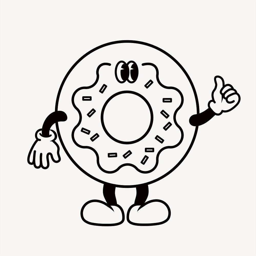 Retro donut, food illustration