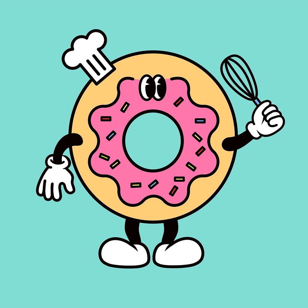 Retro donut, food illustration vector