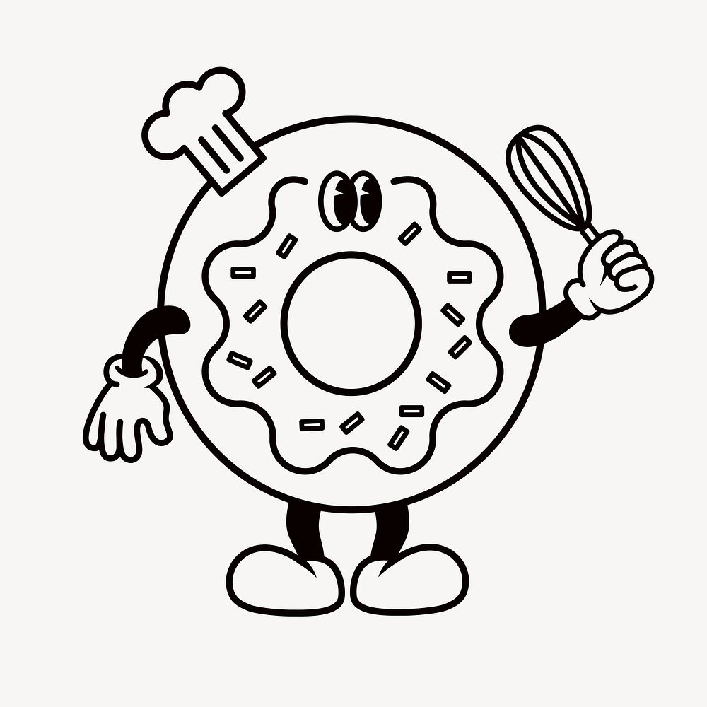 Retro donut, food illustration vector