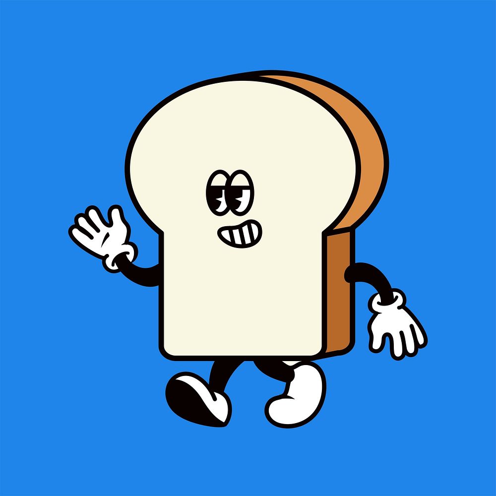Retro bread slice, food illustration vector