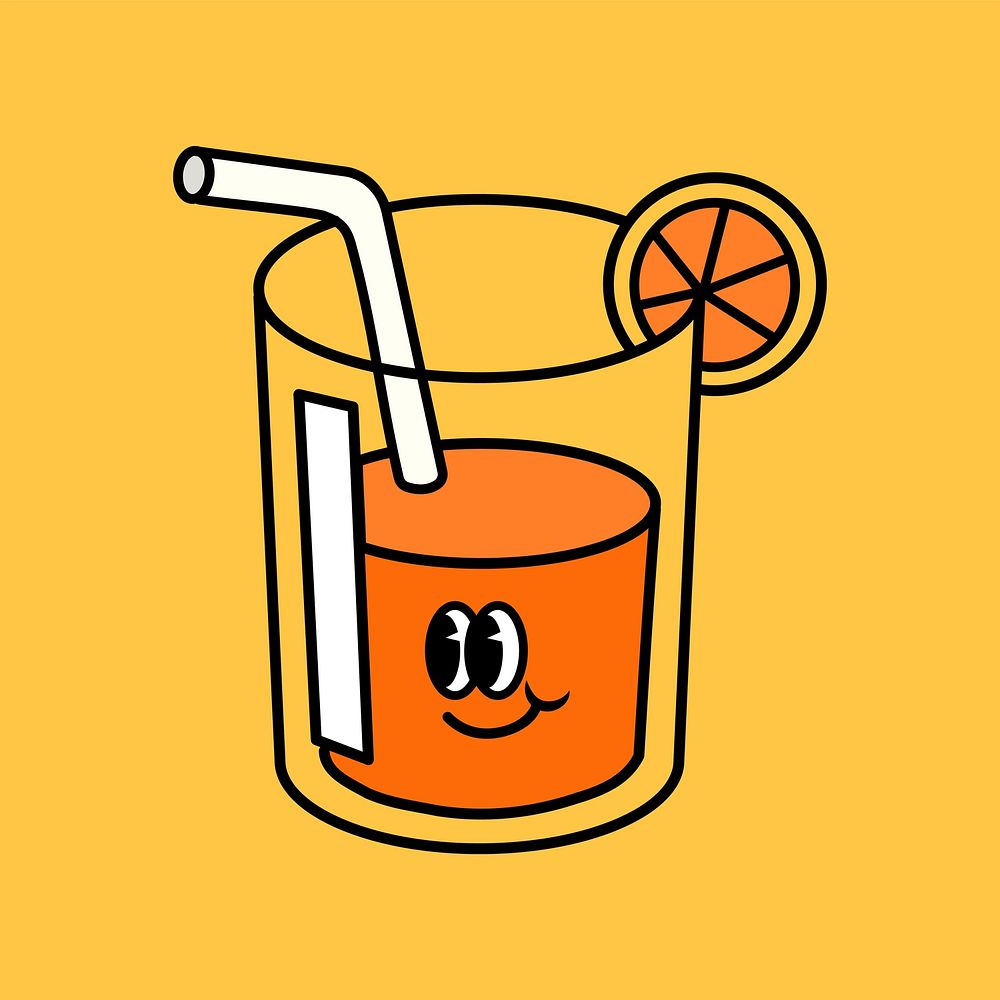 Retro orange juice glass, food illustration
