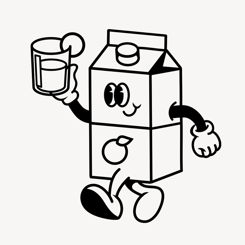 Retro orange juice carton, food illustration