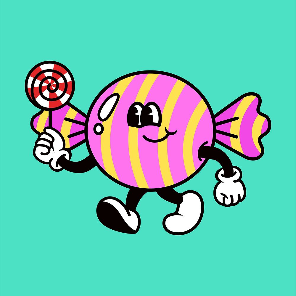 Retro candy, food illustration vector
