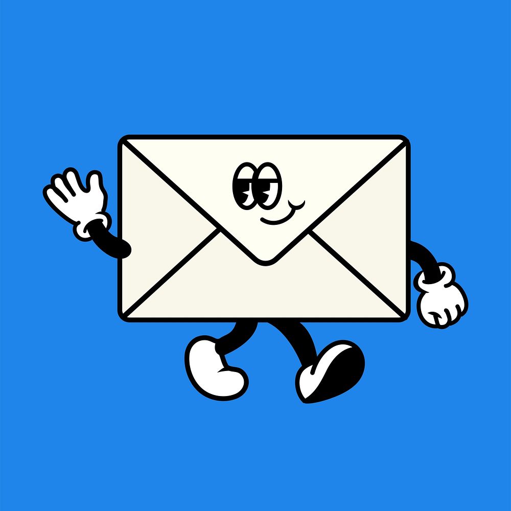 Email notification, cartoon character illustration