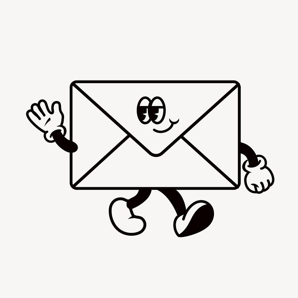 Email notification, cartoon character illustration