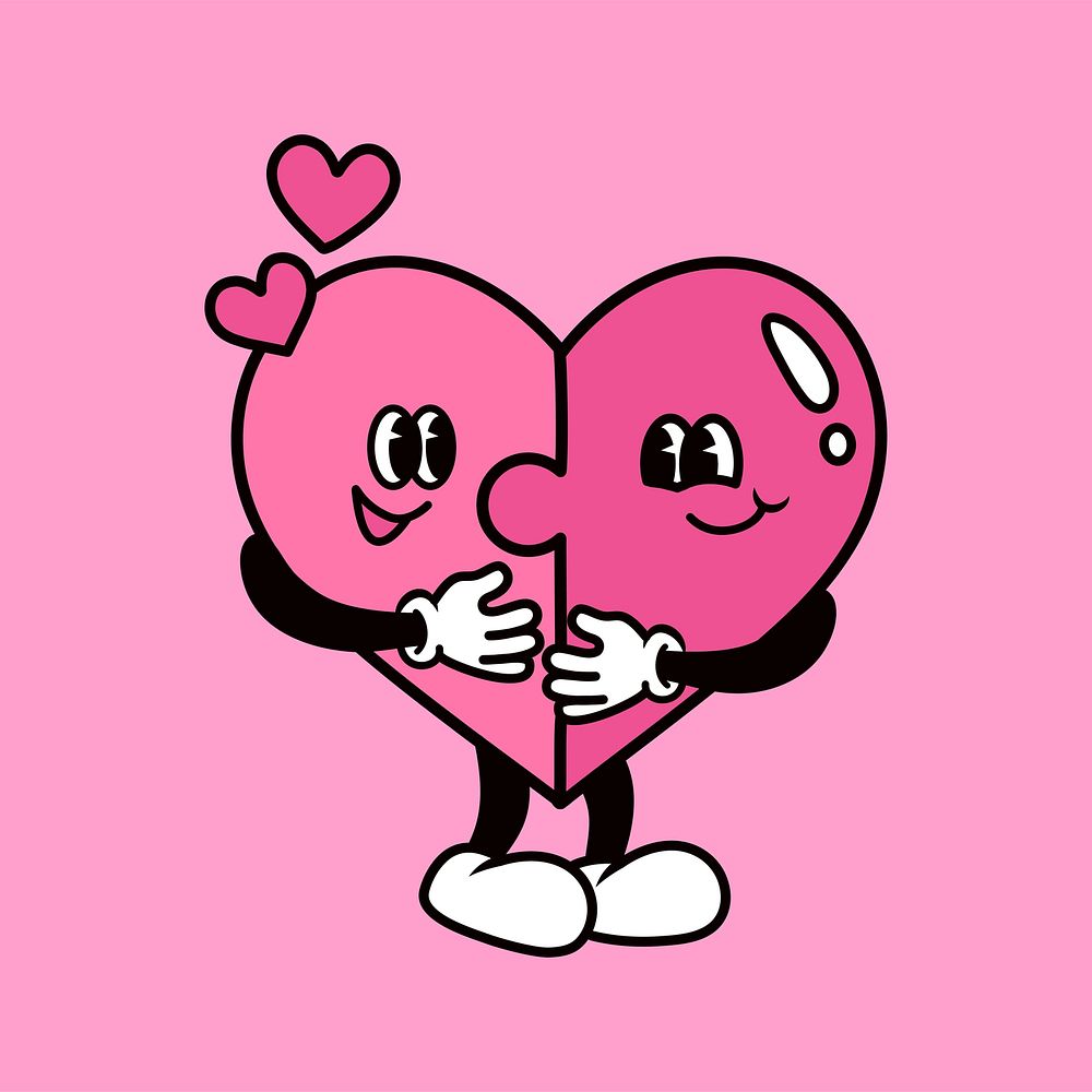 Jigsaw heart cartoon, love illustration