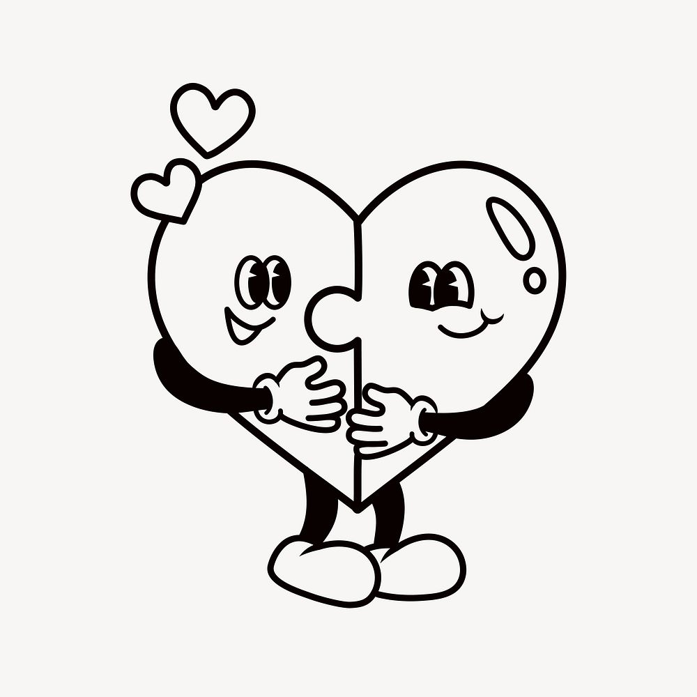 Jigsaw heart cartoon, love illustration