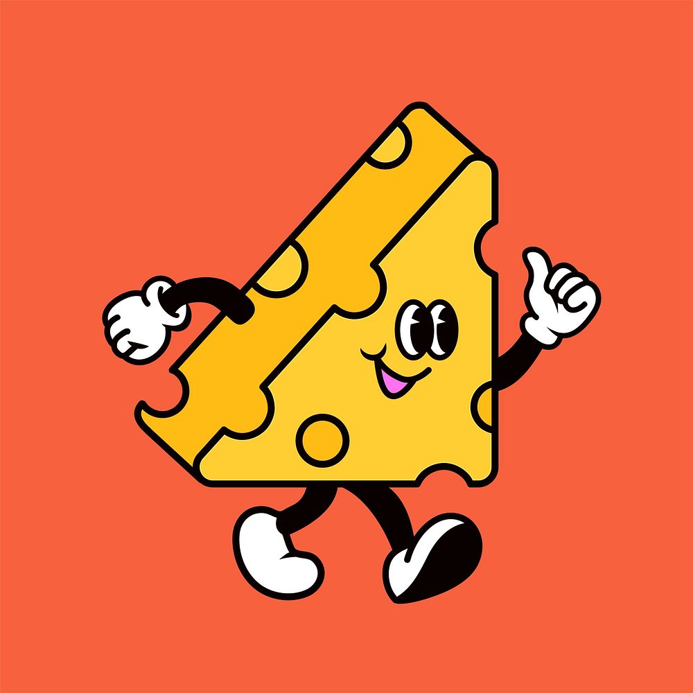 Retro cheese, food illustration