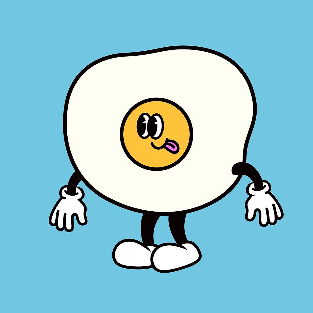 Retro fried egg, food illustration vector