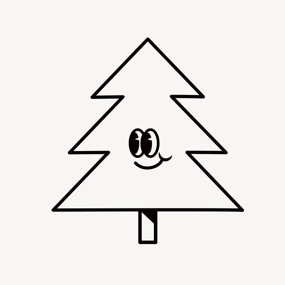 Smiling pine tree, cartoon character illustration vector
