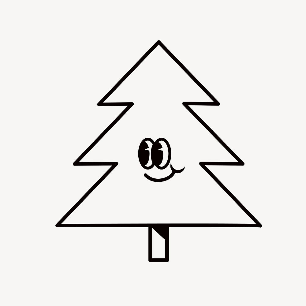 Smiling pine tree, cartoon character illustration