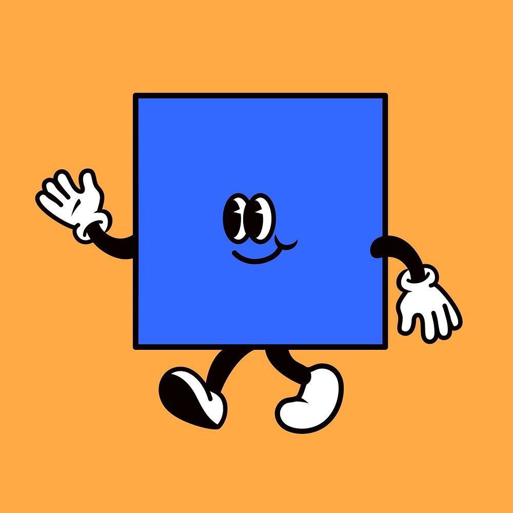 Square  shape cartoon, creative character illustration