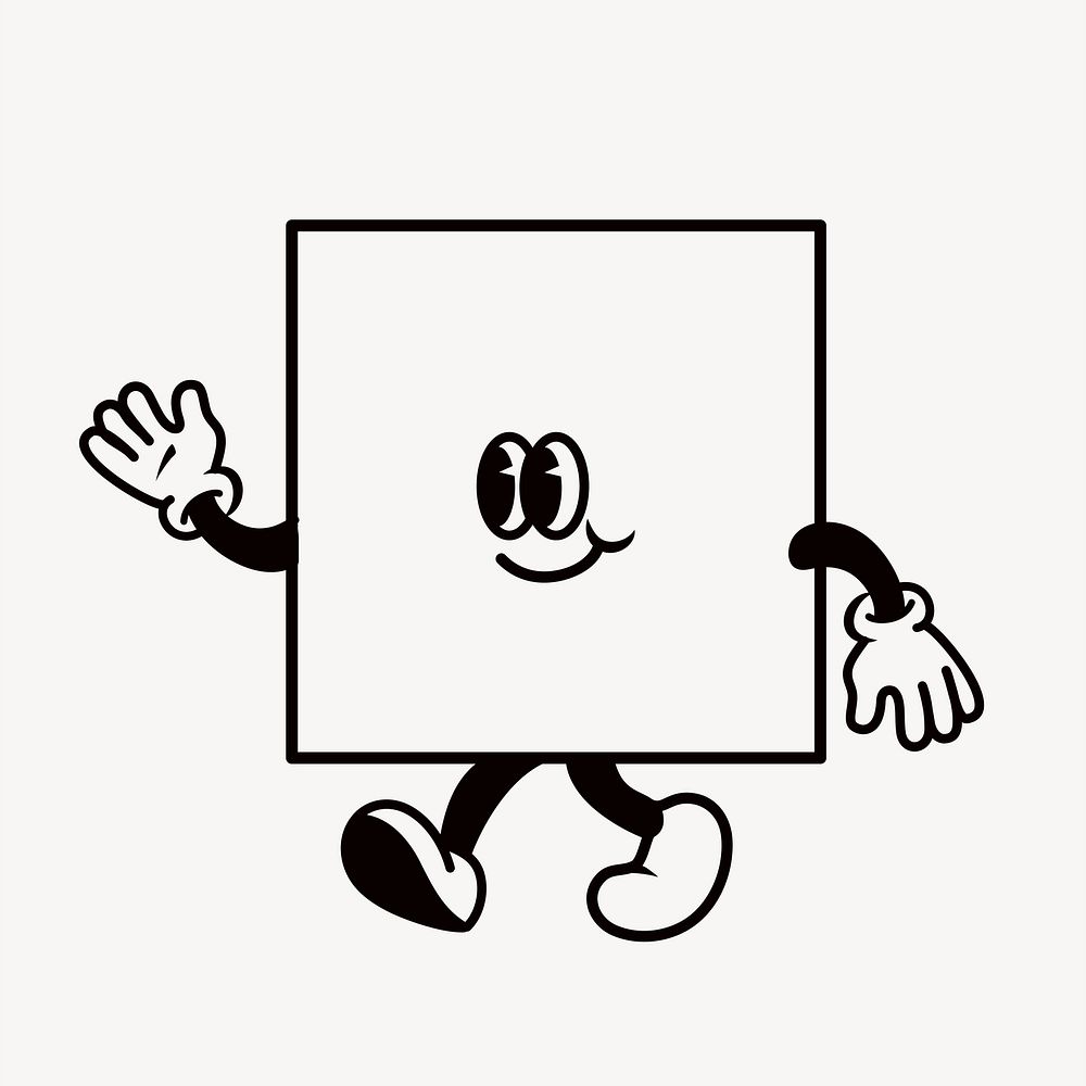Square  shape cartoon, creative character illustration
