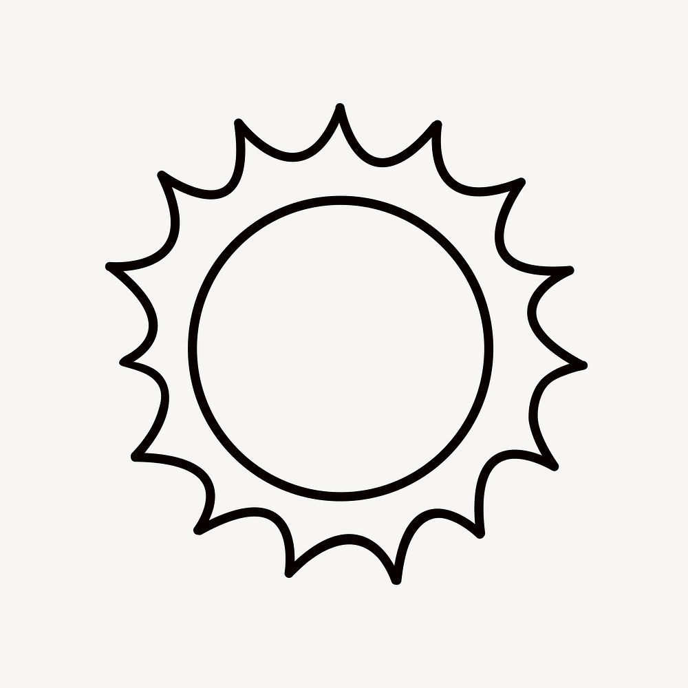 The Sun, line art illustration vector